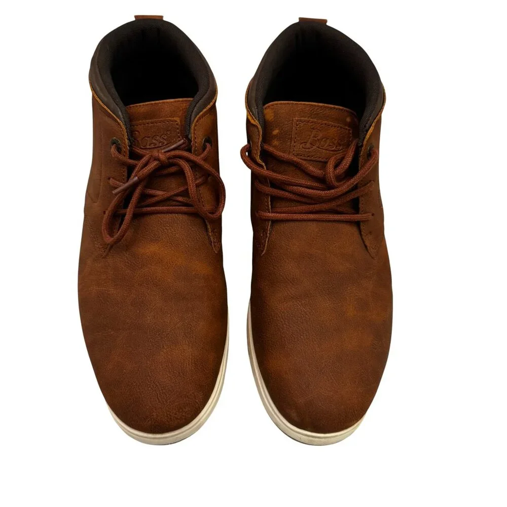 Bass Men’s Brown Mid-Top Chukka Boots Size 10 Casual Lace-Up Minimal Wear
